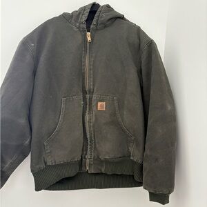 Carhartt Olive Hooded Puffer Jacket